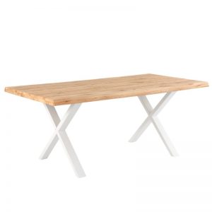 taula fusta i ferro blanc